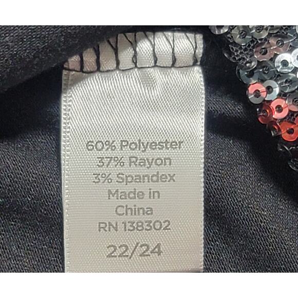 Avenue Black Purple Sequin Abstract Sleeveless Top 22 24 New Without Tags Flowy - Picture 4 of 6